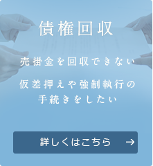 債権回収 売掛金を回収できない 仮差押えや強制執行の 手続きをしたい 詳しくはこちら