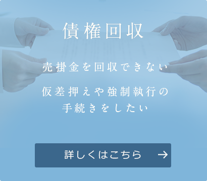 債権回収 売掛金を回収できない 仮差押えや強制執行の 手続きをしたい 詳しくはこちら
